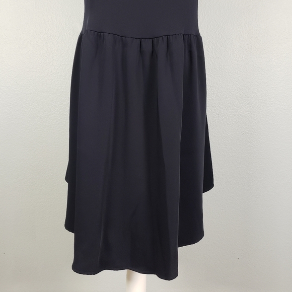 PLEIONE Ruffled Sleeveless Hi-Low Shift Dress Navy Blue Ethereal Flowy Sz M - Picture 4 of 12